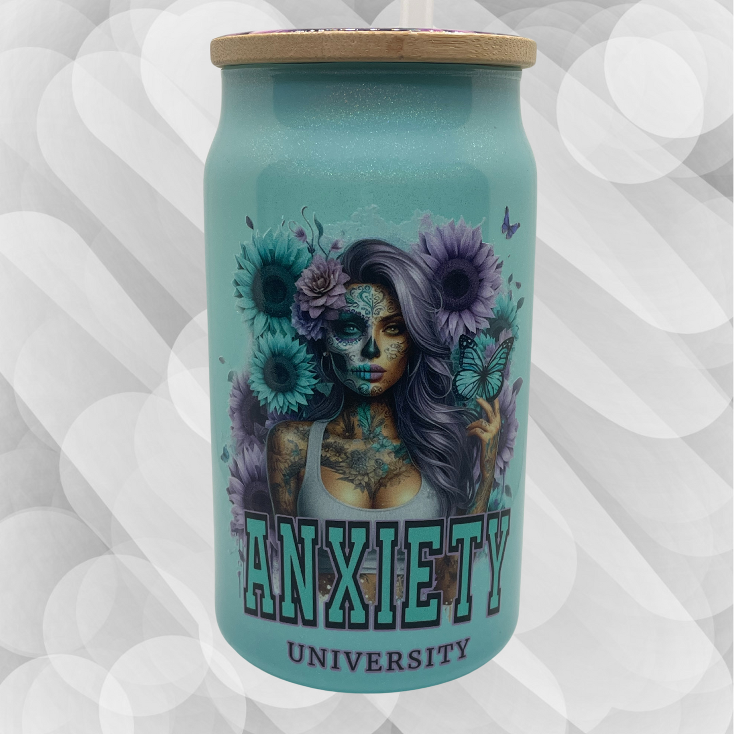 15oz Blue Shimmer Can Glass Anxiety University