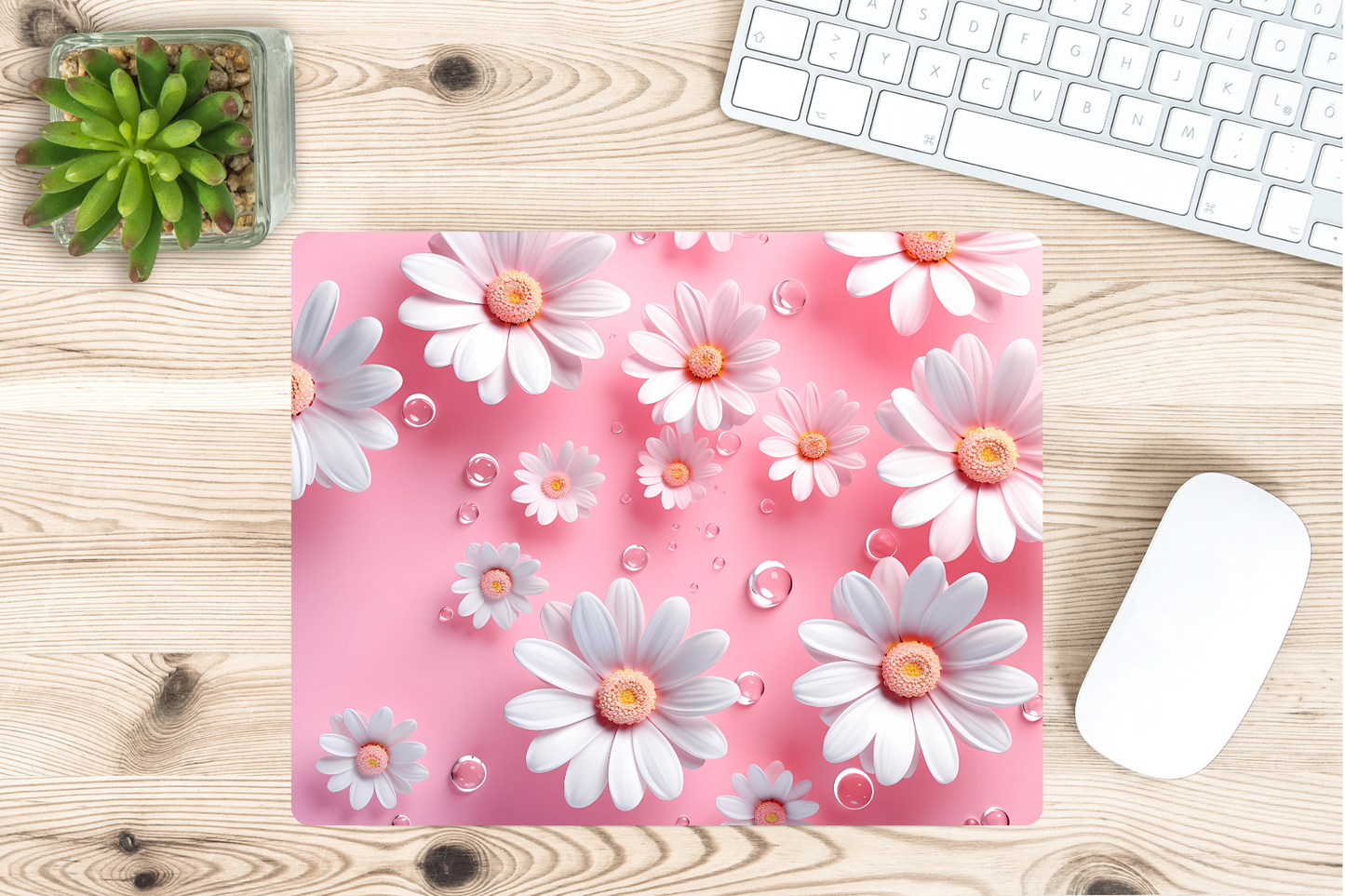 Pink 3D Daisy Mouse Pad