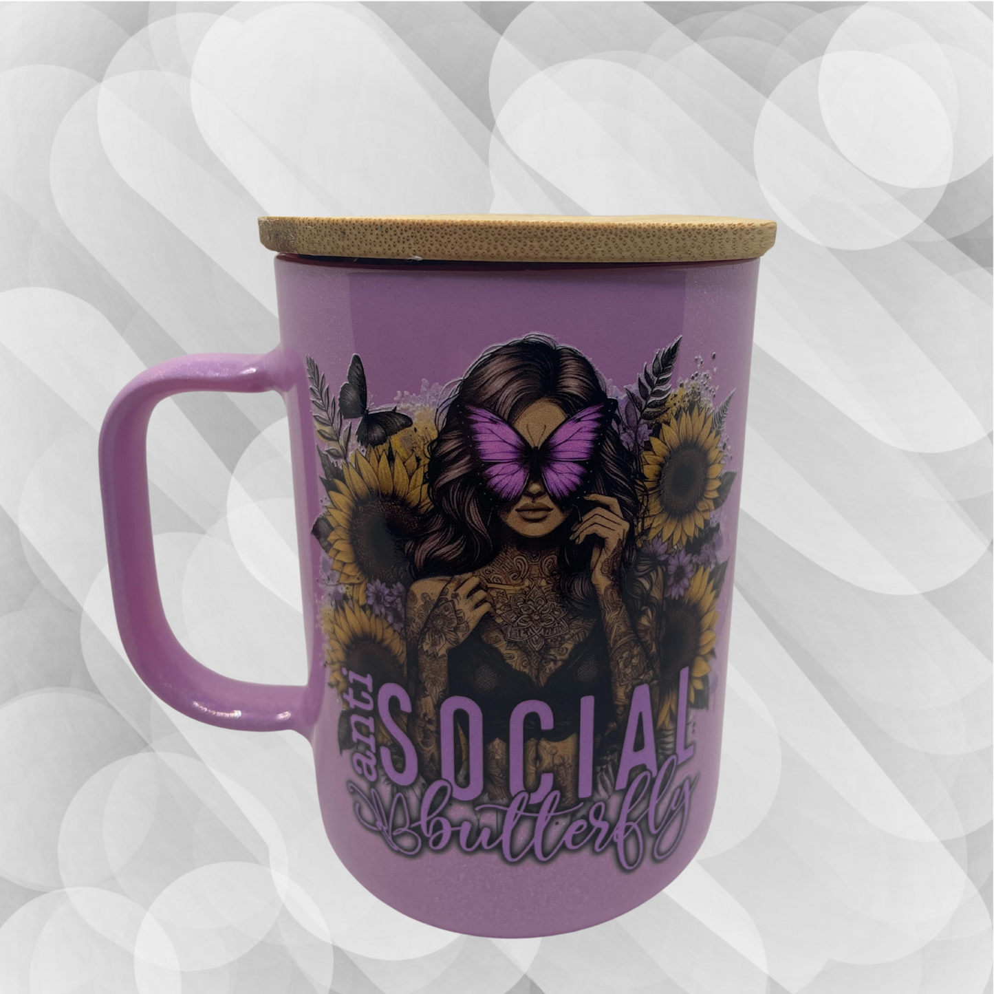 12oz Purple Shimmer Mug Anti Social Butterlfy