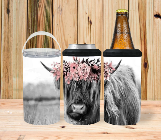 Black and White Highland Cow 4 in 1