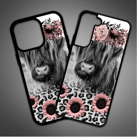 Black and White Highland Cow Phone Case