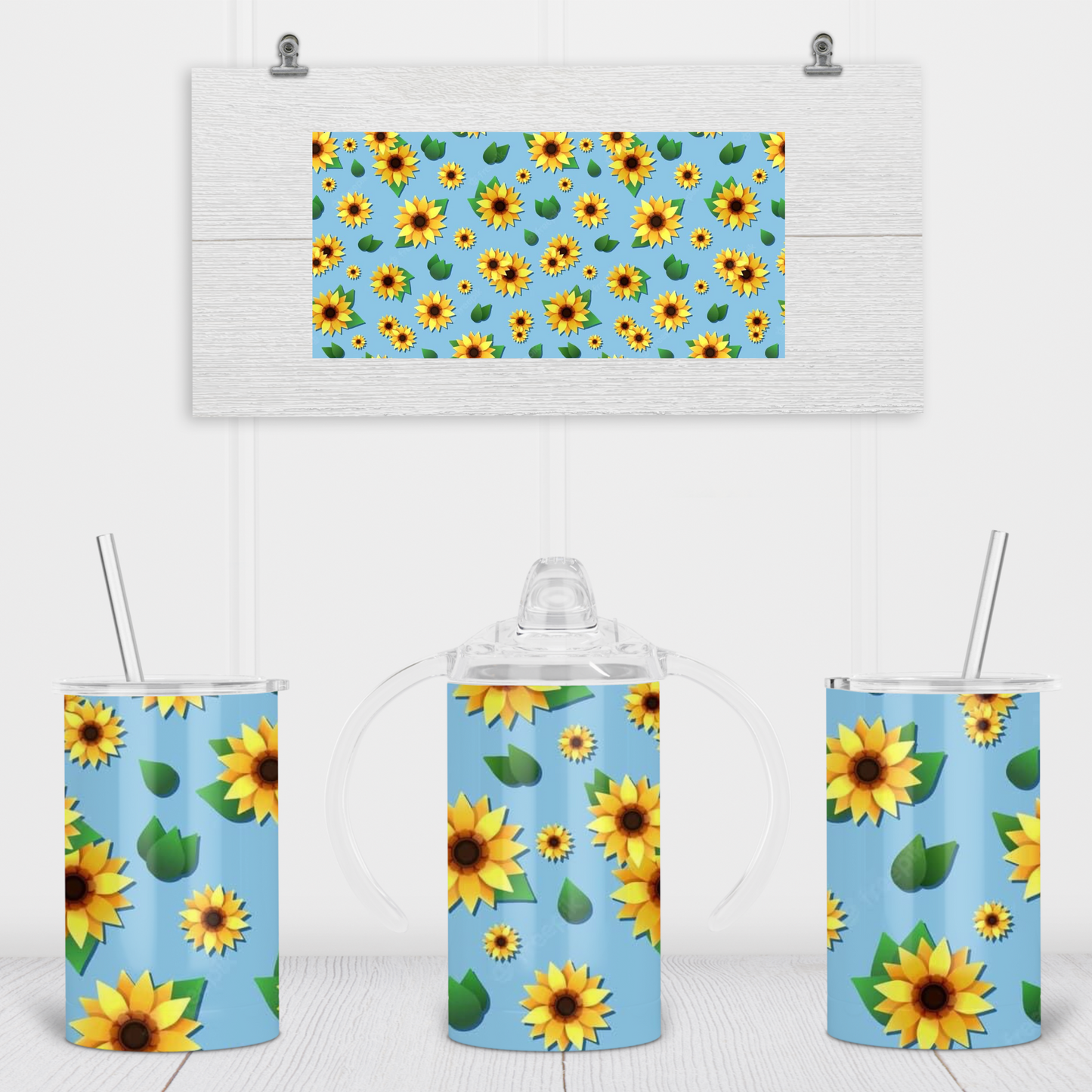 Blue Sunflower Sippy Cup