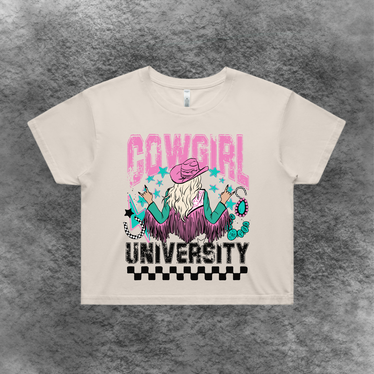 Cowgirl Universtity Crop Tee