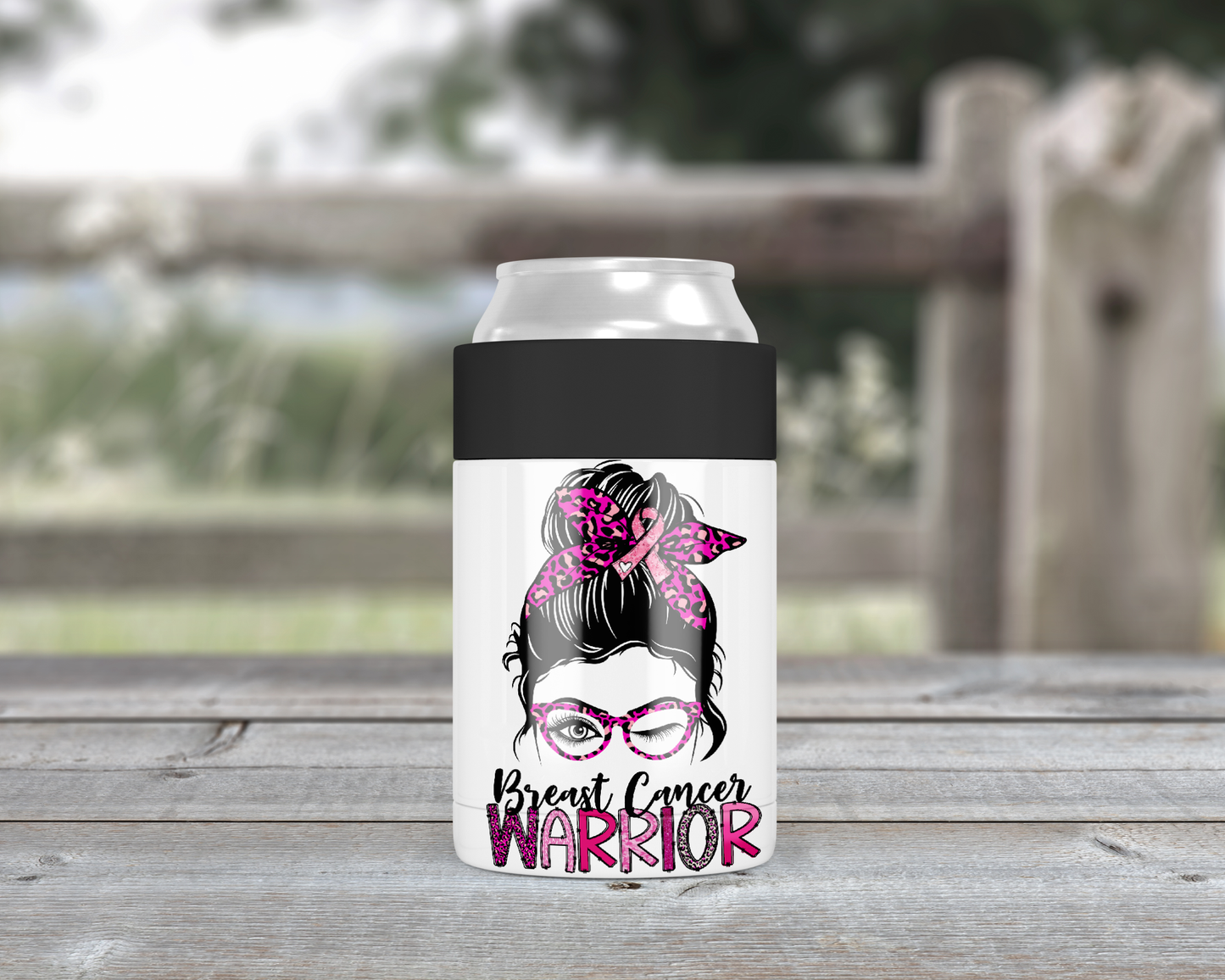 Breast Cancer Warrior Metal Can Cooler