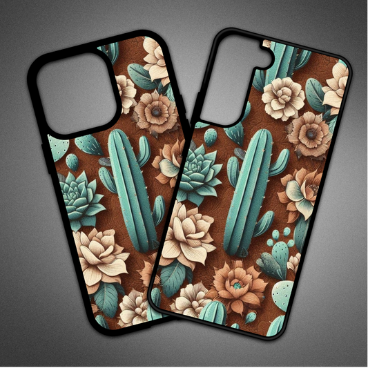 Brown Floral Cacus Phone Case