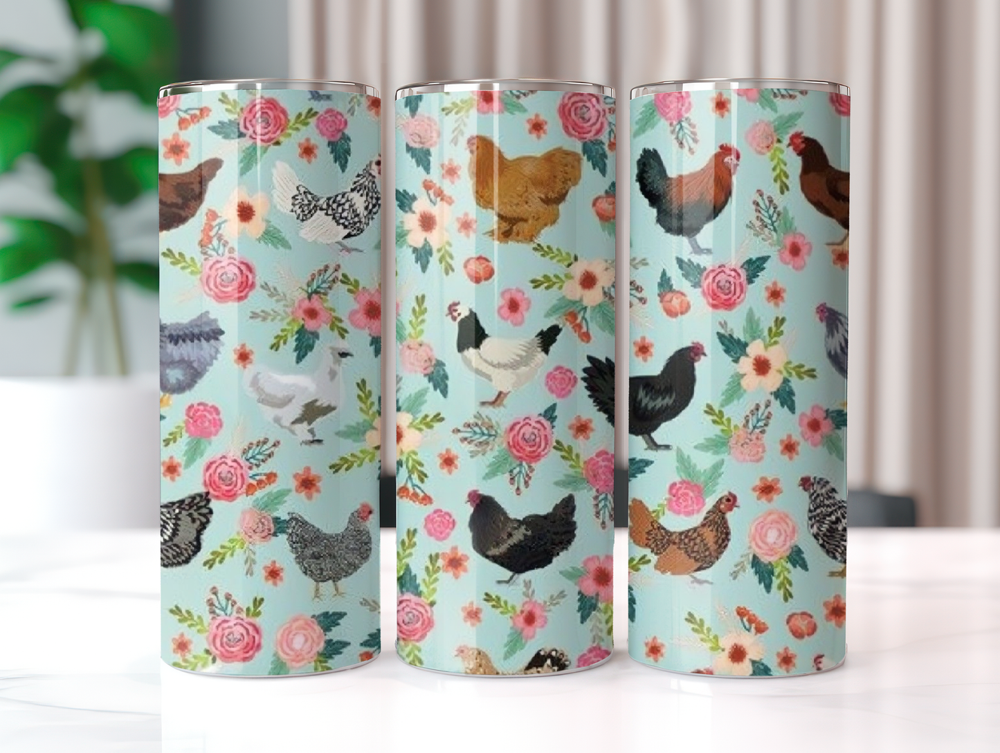 Floral Chicken 20oz Tumbler