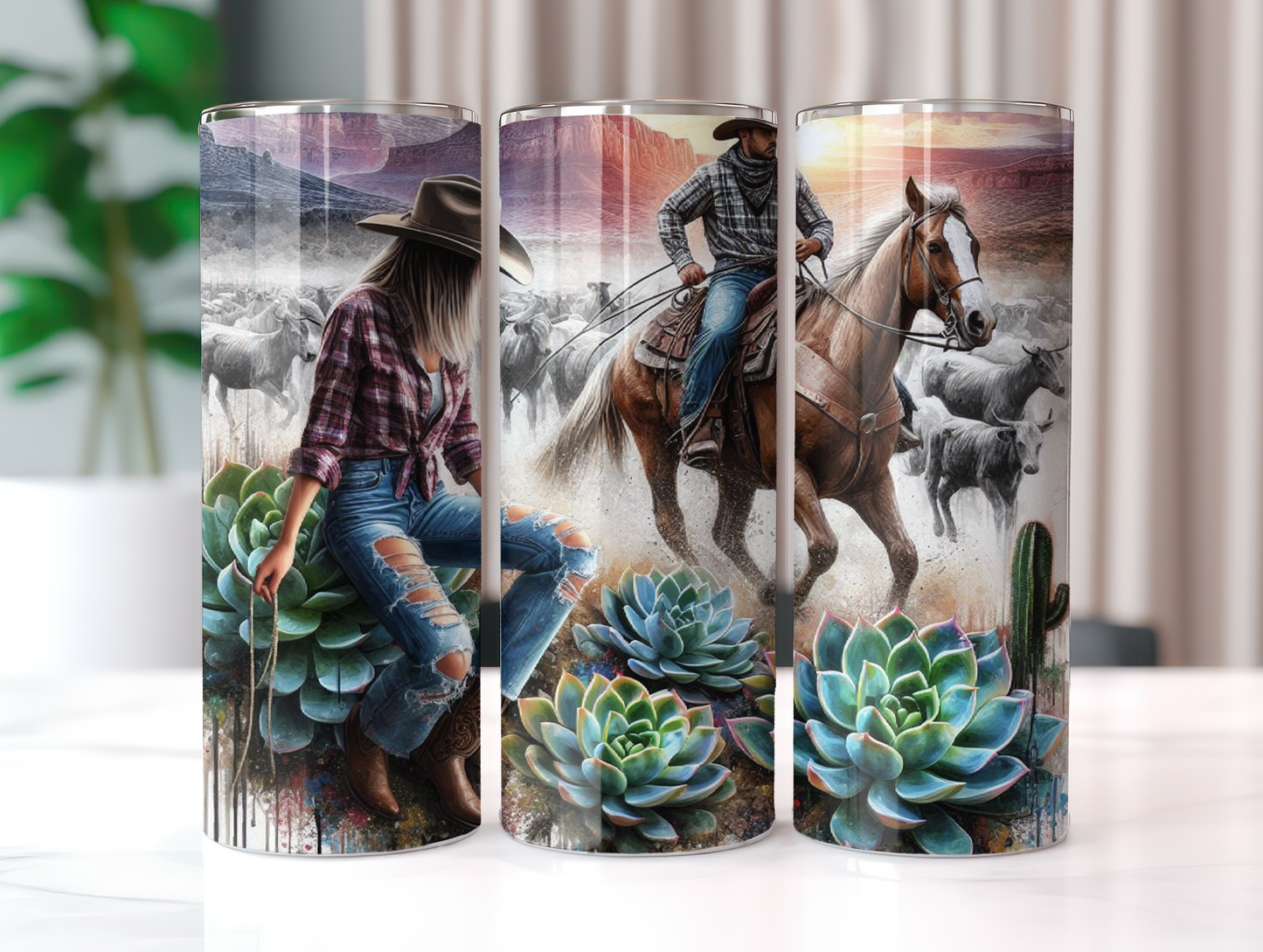 Cowboy and Cowgirl Tumbler