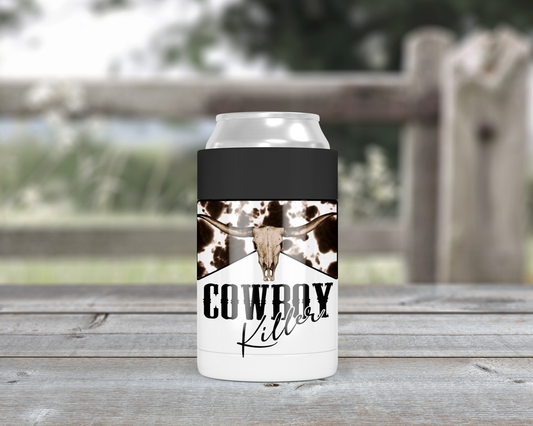 Cowprint Cowboy Killer Metal Can Cooler