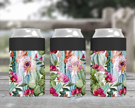 Floral Cactus Metal Can Cooler