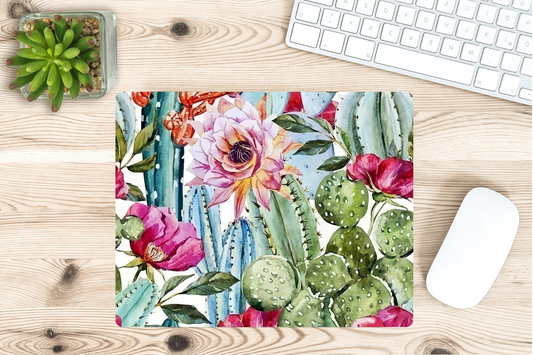 Floral Cactus Mouse Pad