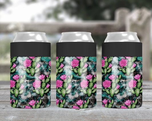 Flowering Cactus Metal Can Cooler