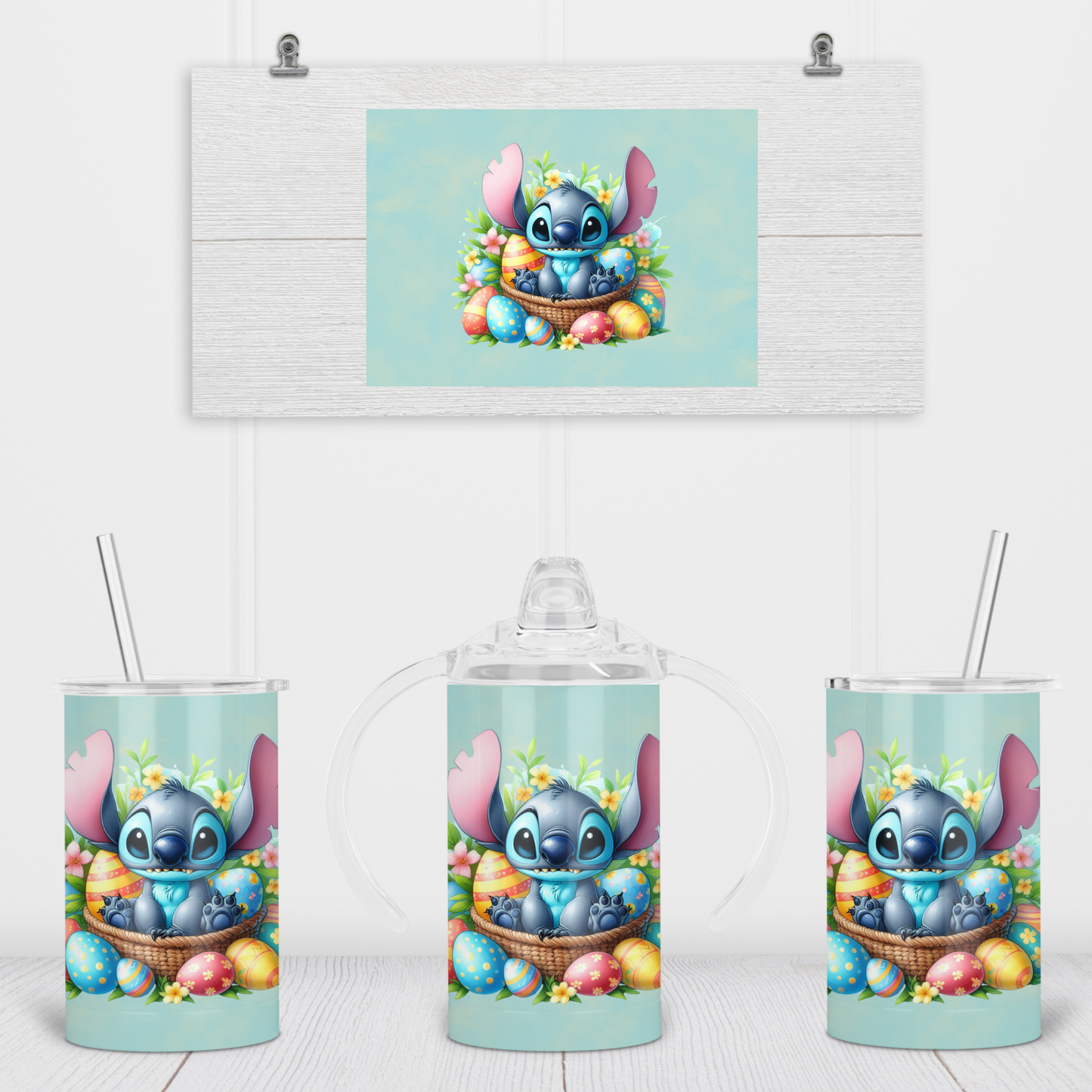 Green Easter Stitch Sippy Cup