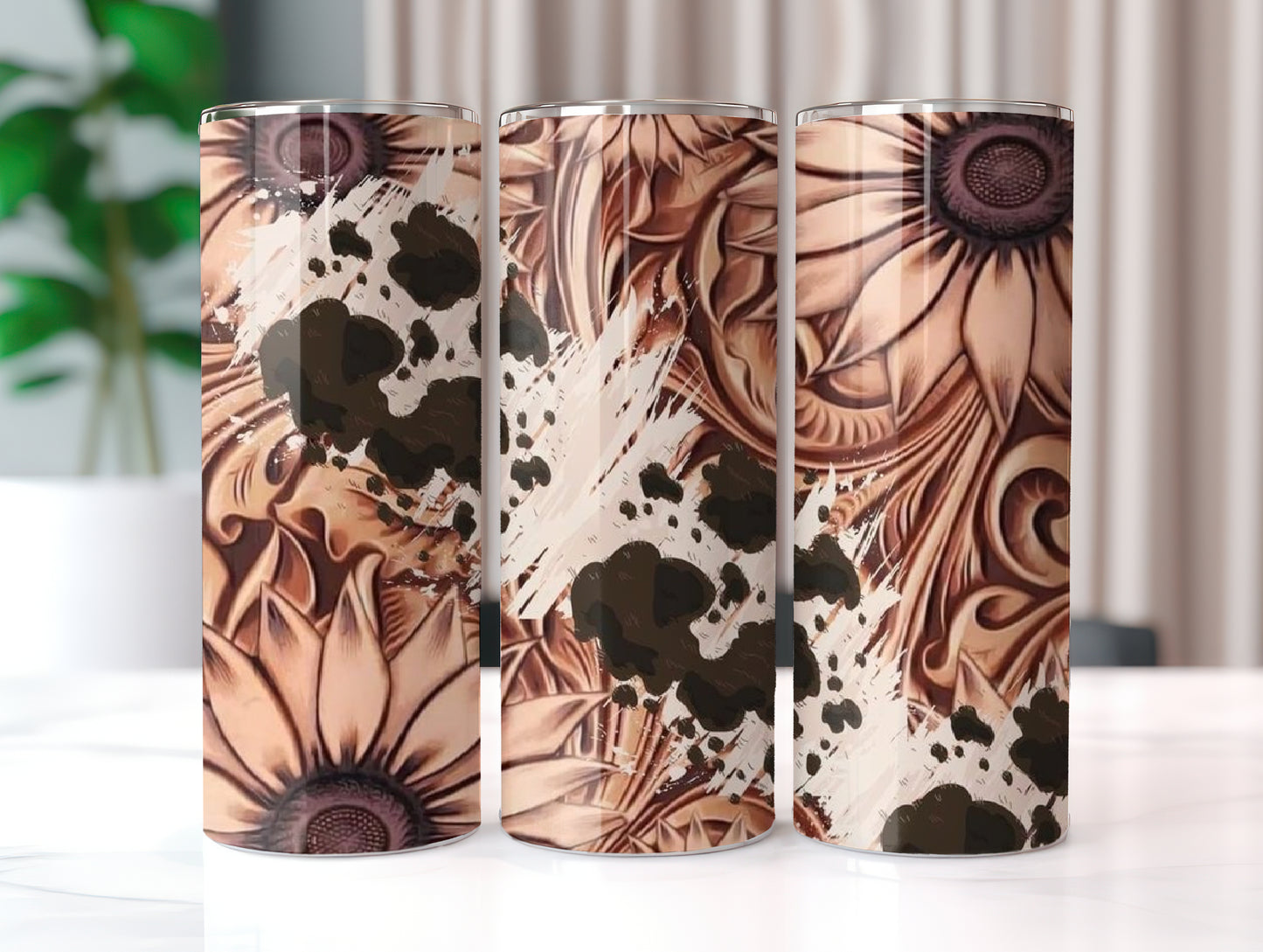 Leather and Cowprint Tumbler