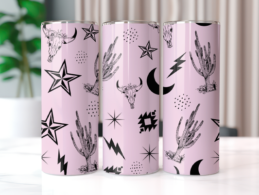 Western Pattern Light Pink Tumbler