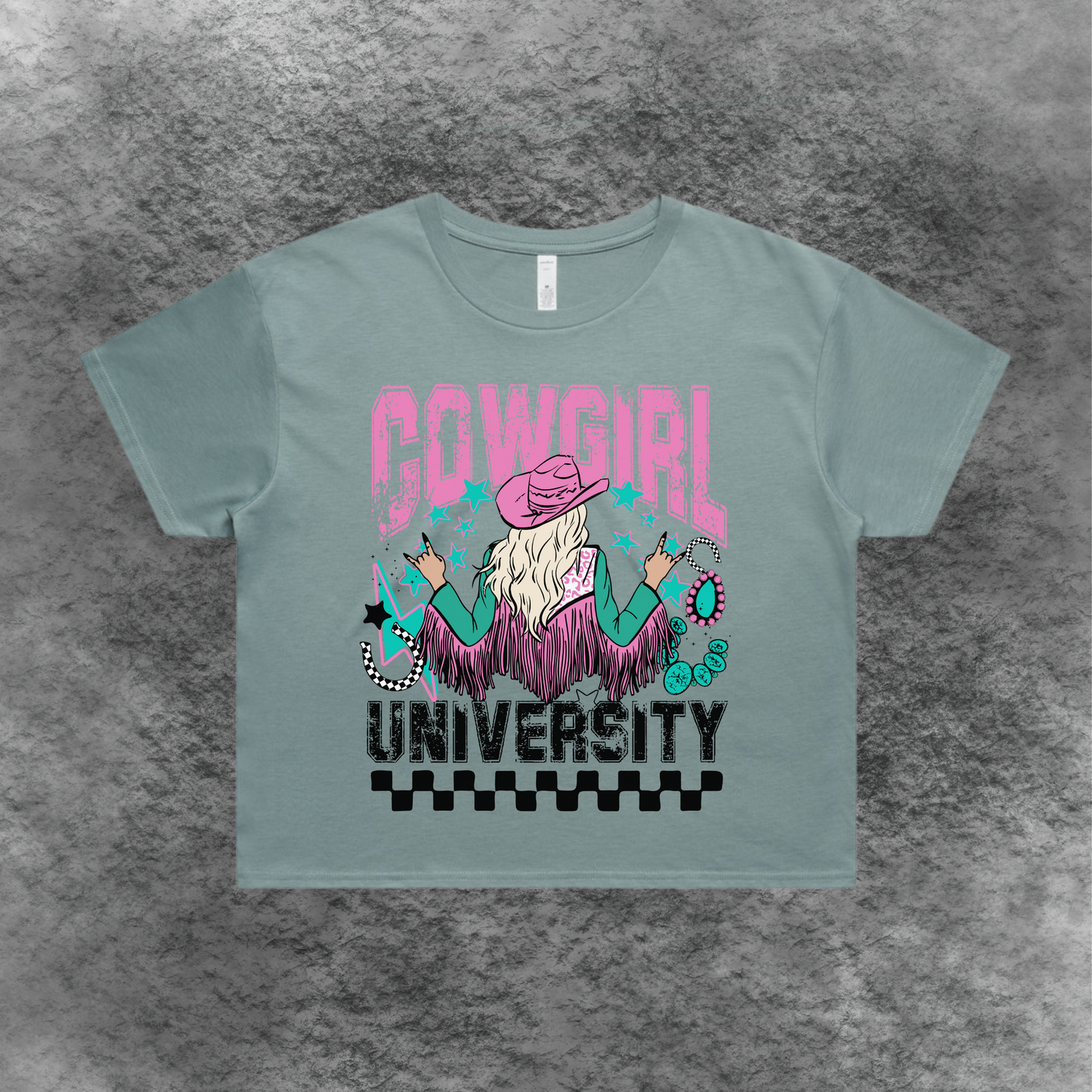 Cowgirl Universtity Crop Tee