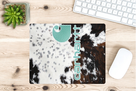 Mint Cowhide Look Mouse Pad