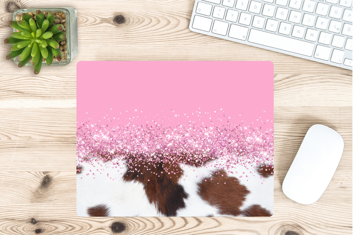 Pink Cowprint Mouse Pad