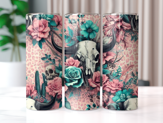 Roses and Leopard Skull 20oz Tumbler