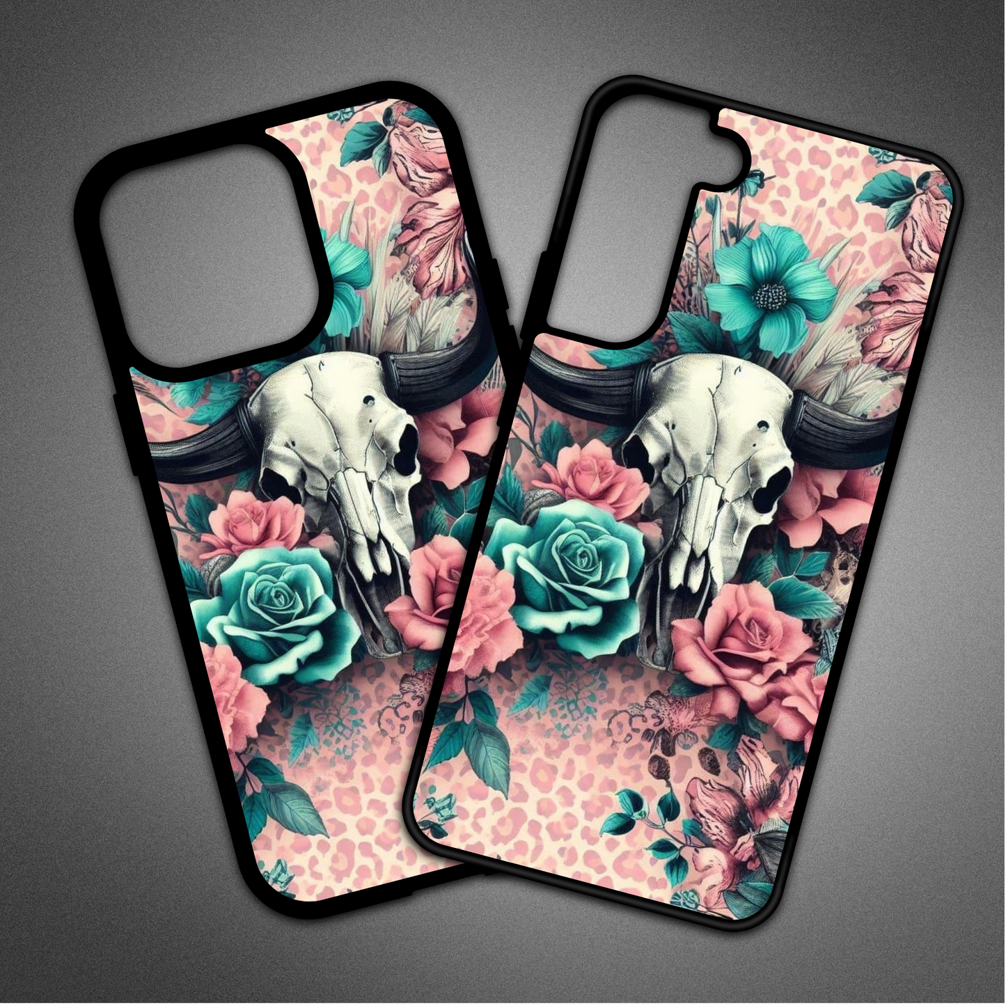 Pink Floral Skull Phone Case