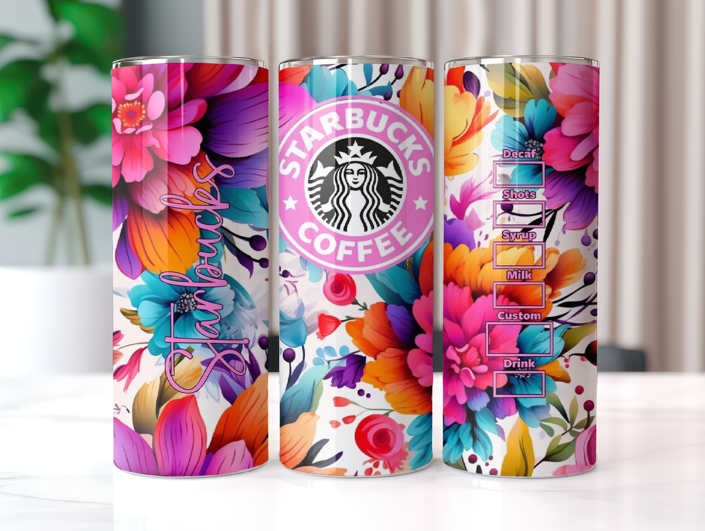 Pink Floral Starbucks 20oz Tumbler