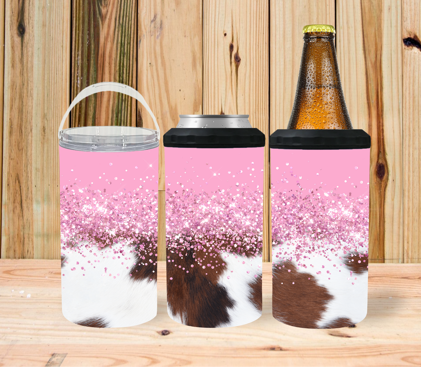 Pink Glitter Cowhide 4 in 1