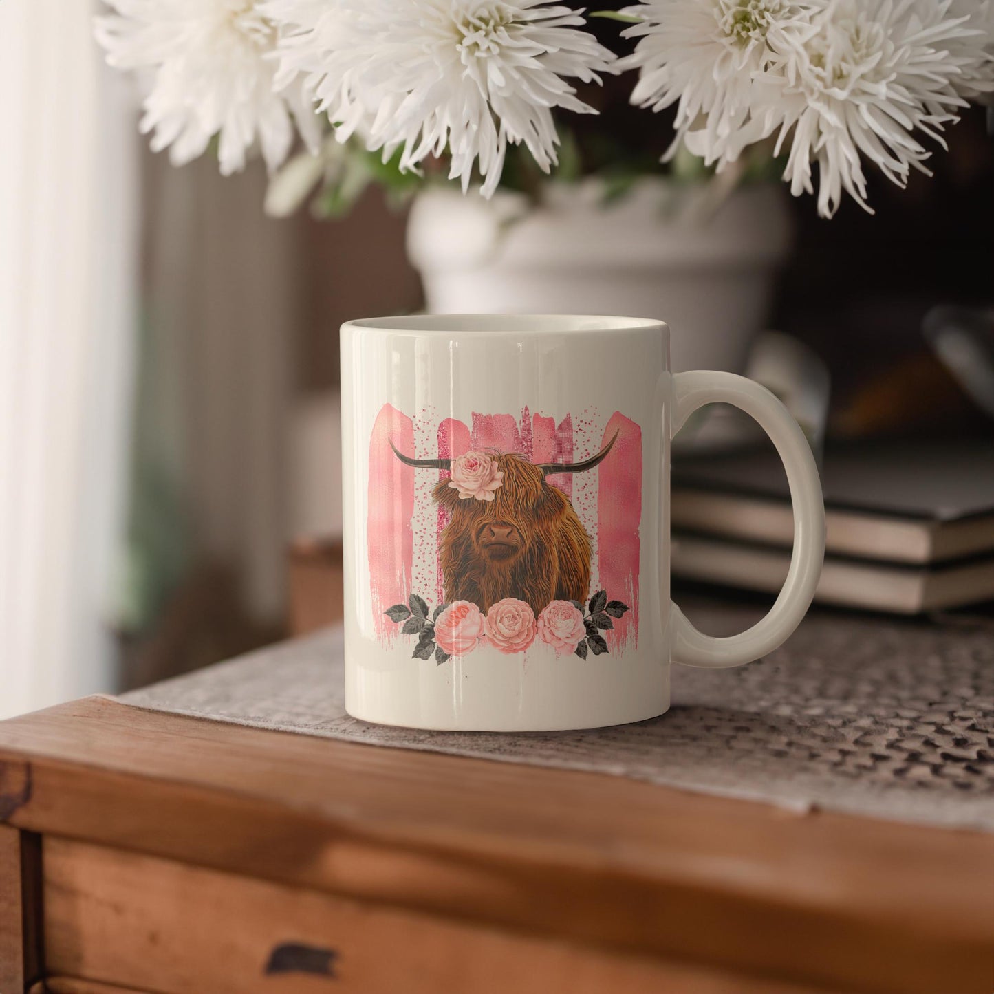 Pink Highland Cow Mug