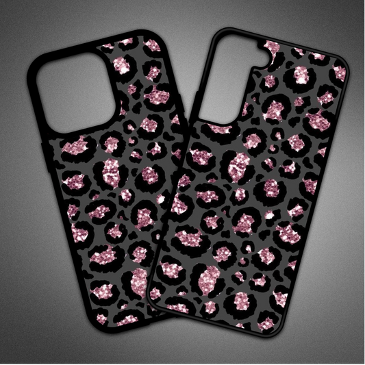 Pink and Black Glitter Phone Case