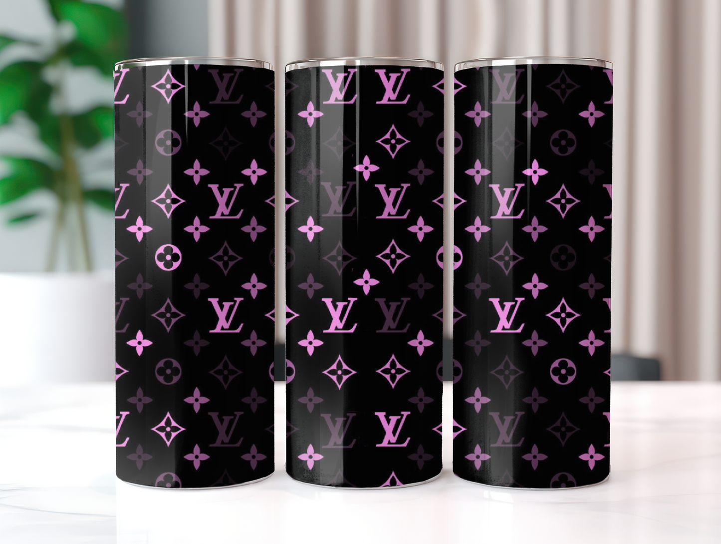 Pink and Black L V 20oz Tumbler