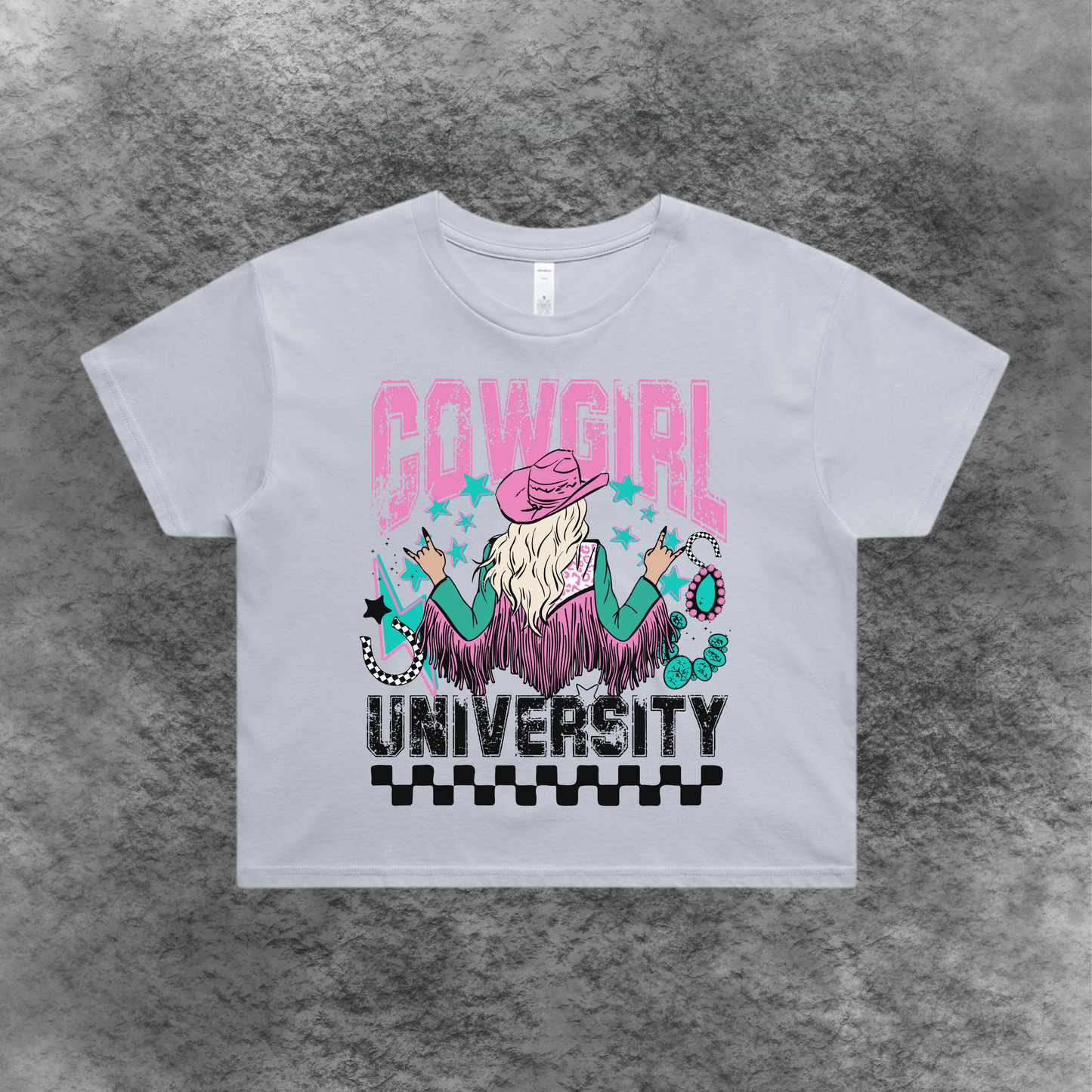 Cowgirl Universtity Crop Tee