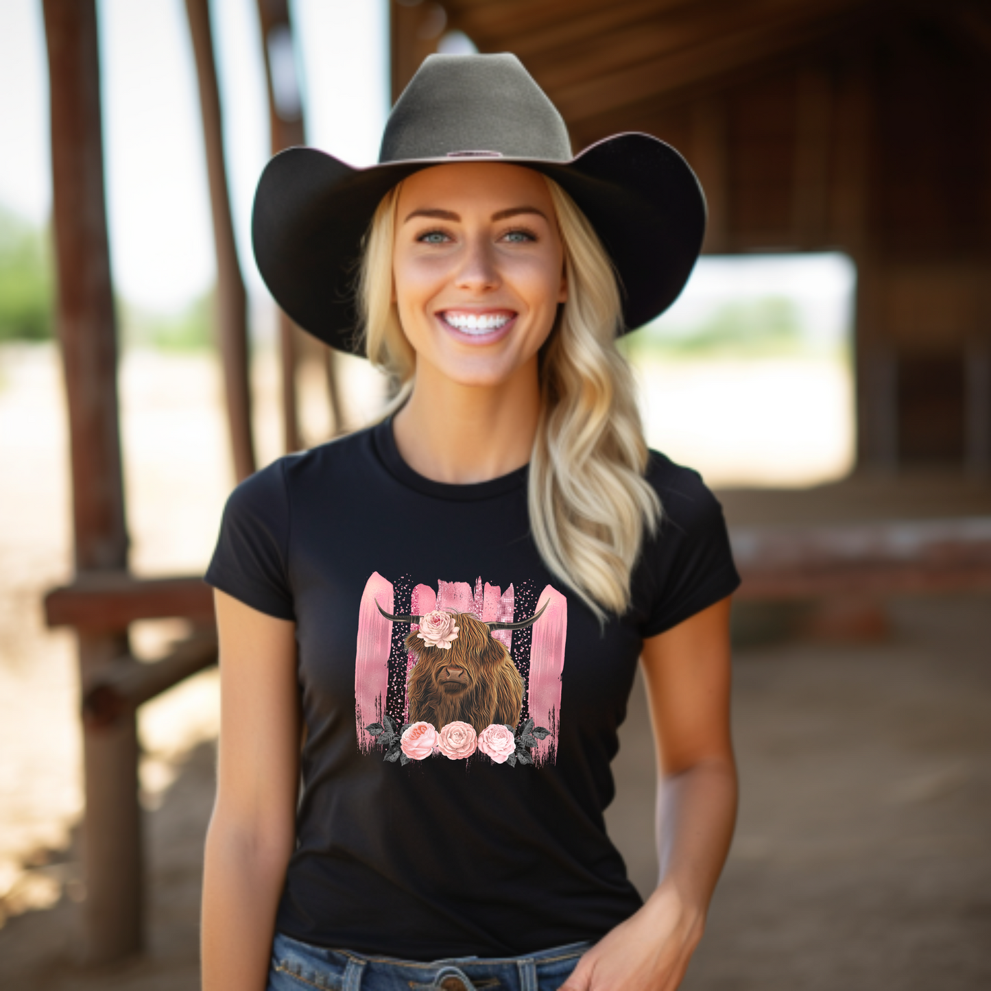 Pink Highland Cow Tee