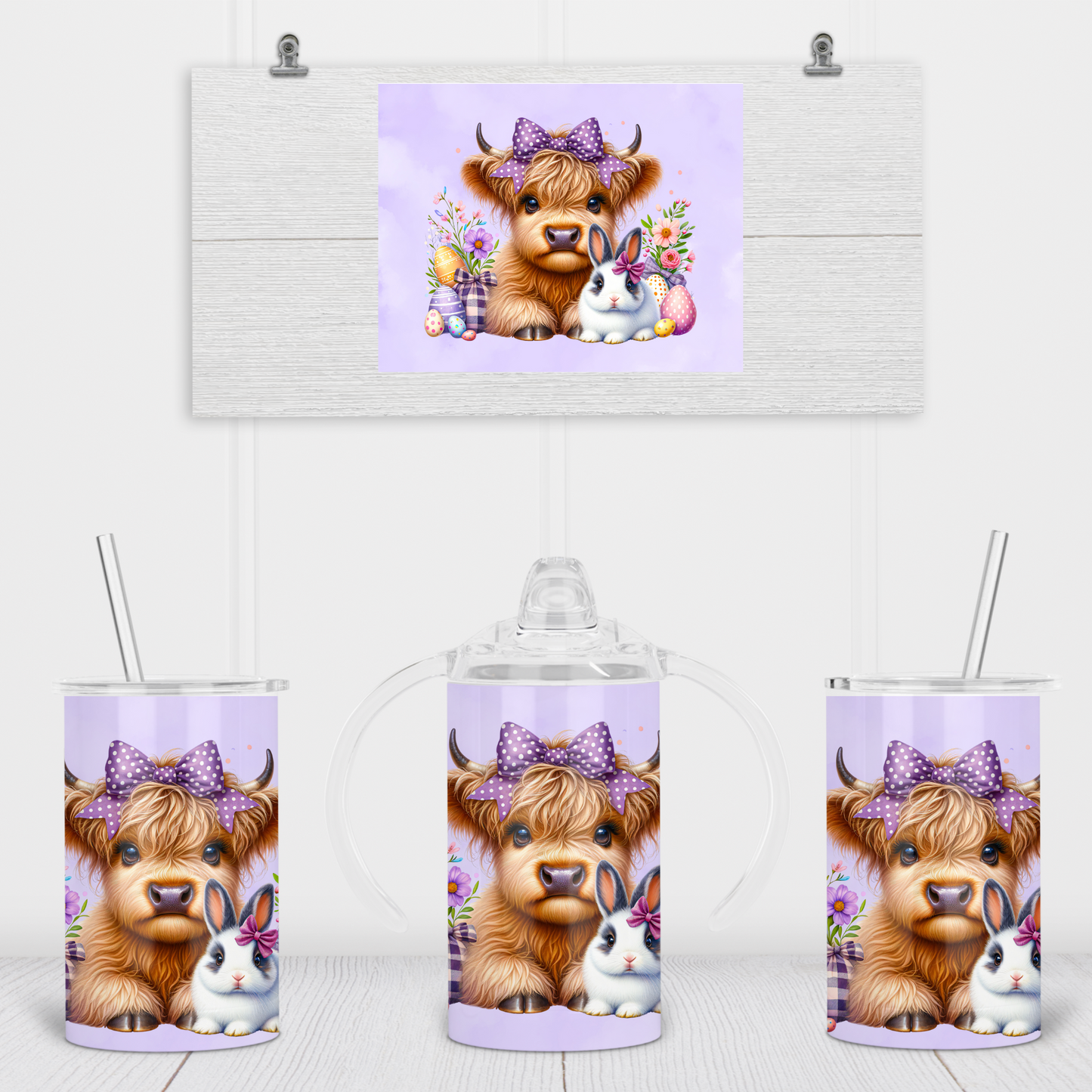 Purple Highland Cow Sippy Cup