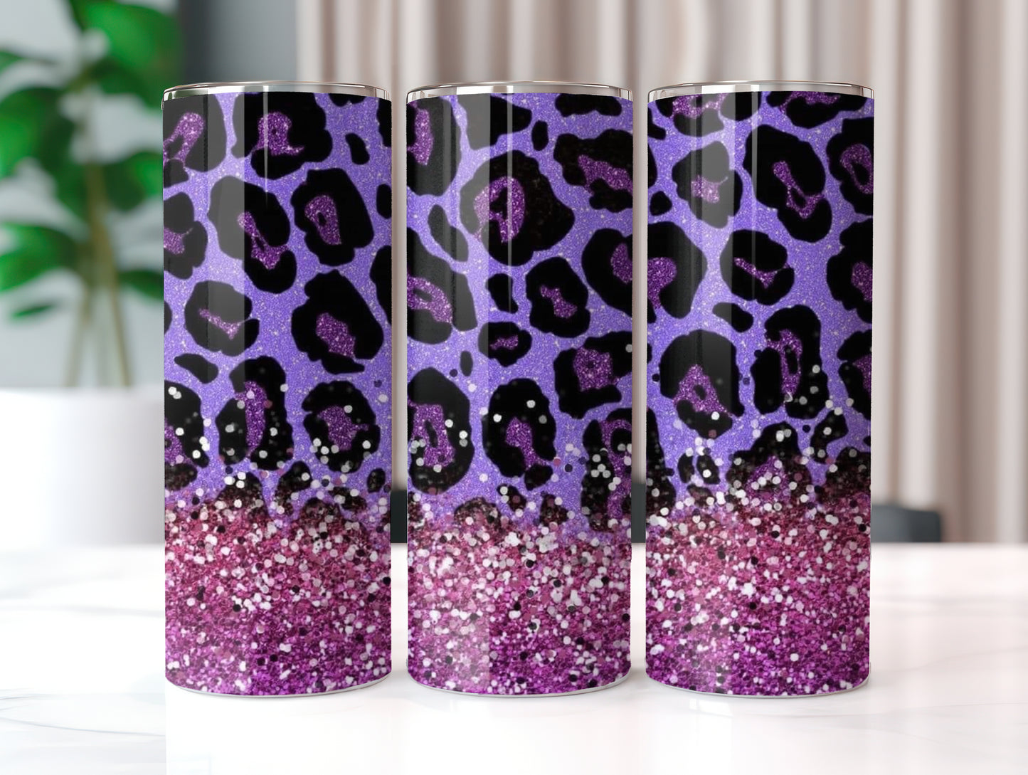 Purple and Pink Glitter Tumbler