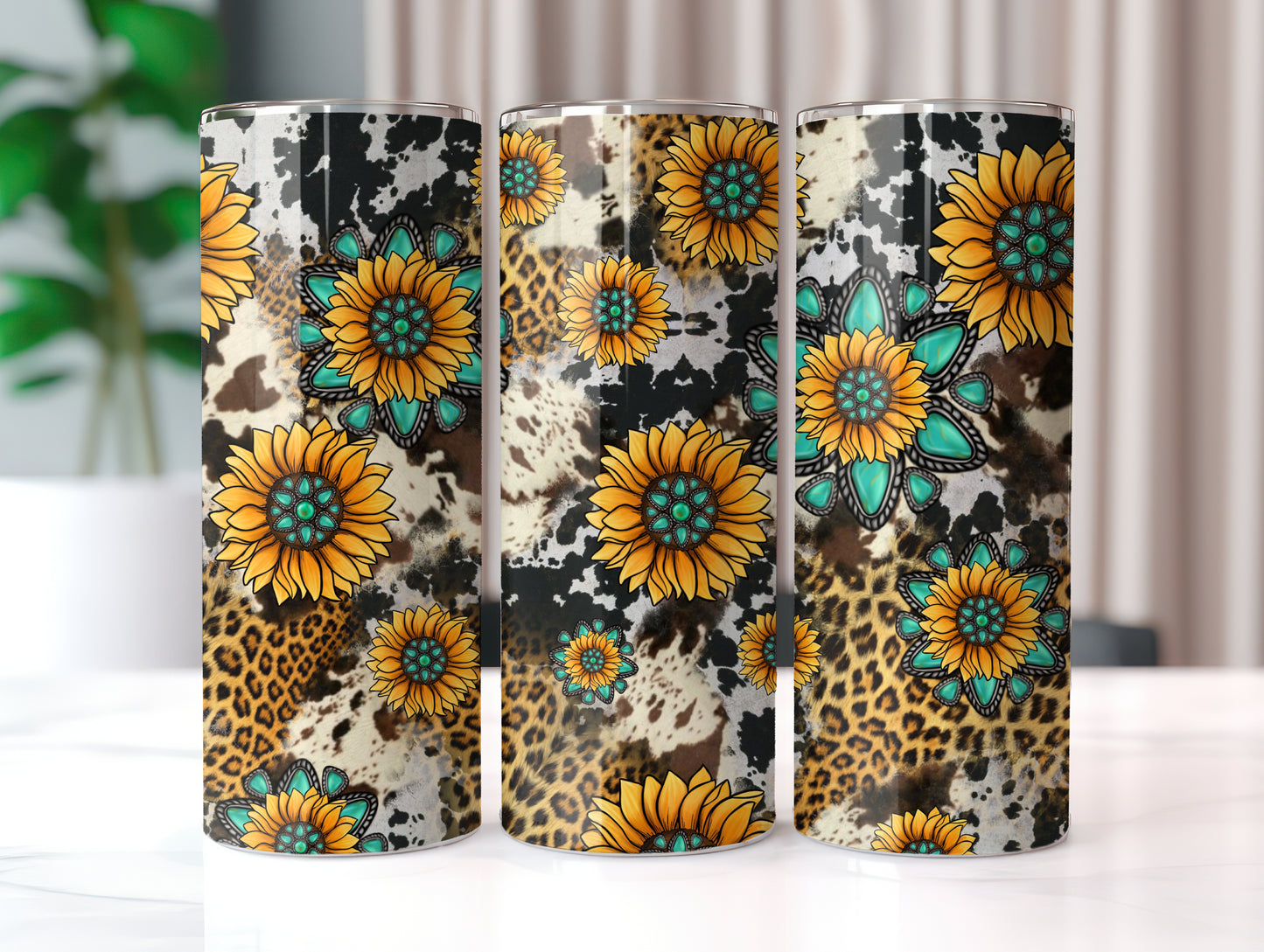 Sunflower and Turquoise Tumbler