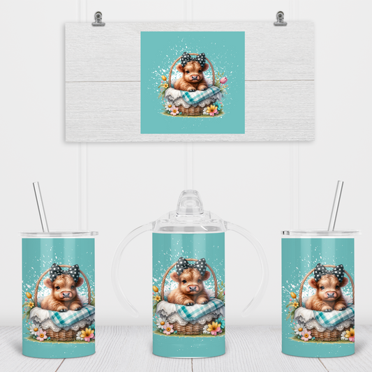 Teal Easter Cow Sippy Cup