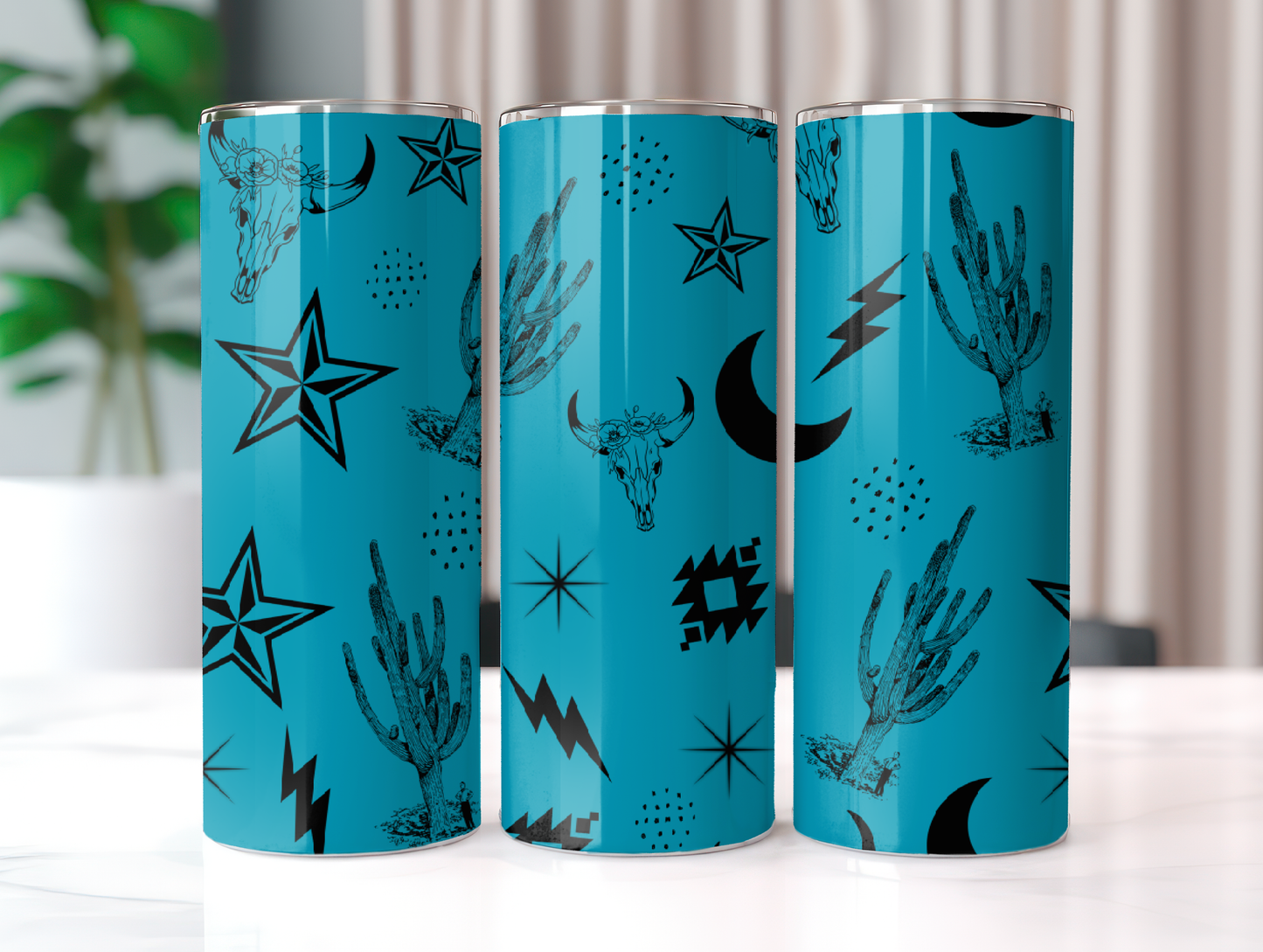 Western Pattern Teal Tumbler