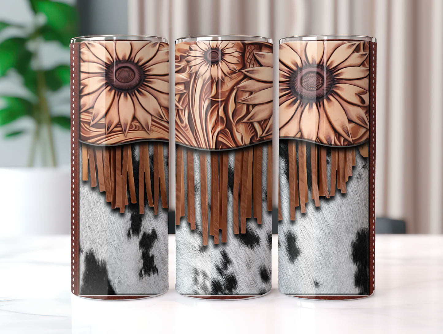 Tooled Leather and Hide Tumbler