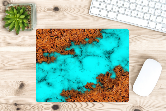 Tooled Look and Turquoise Mouse Pad