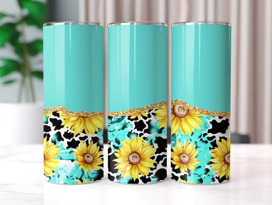 Turquoise Sunflower Tumbler