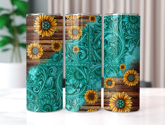 Sunflower and Tooling Tumbler