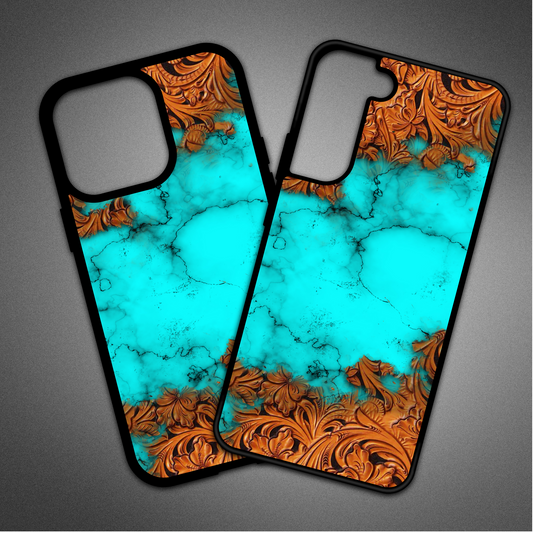 Turquoise and Leather Phone Case