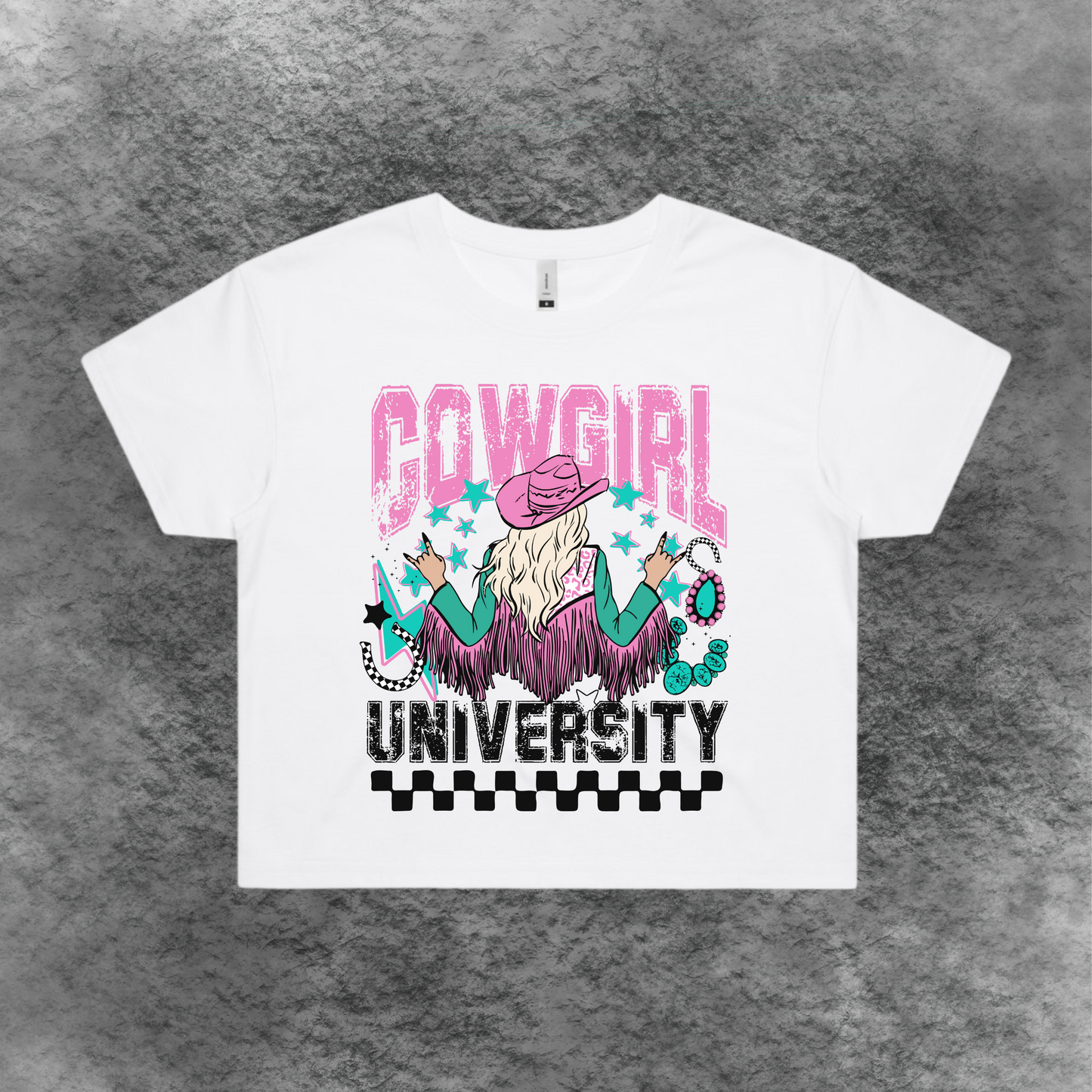 Cowgirl Universtity Crop Tee